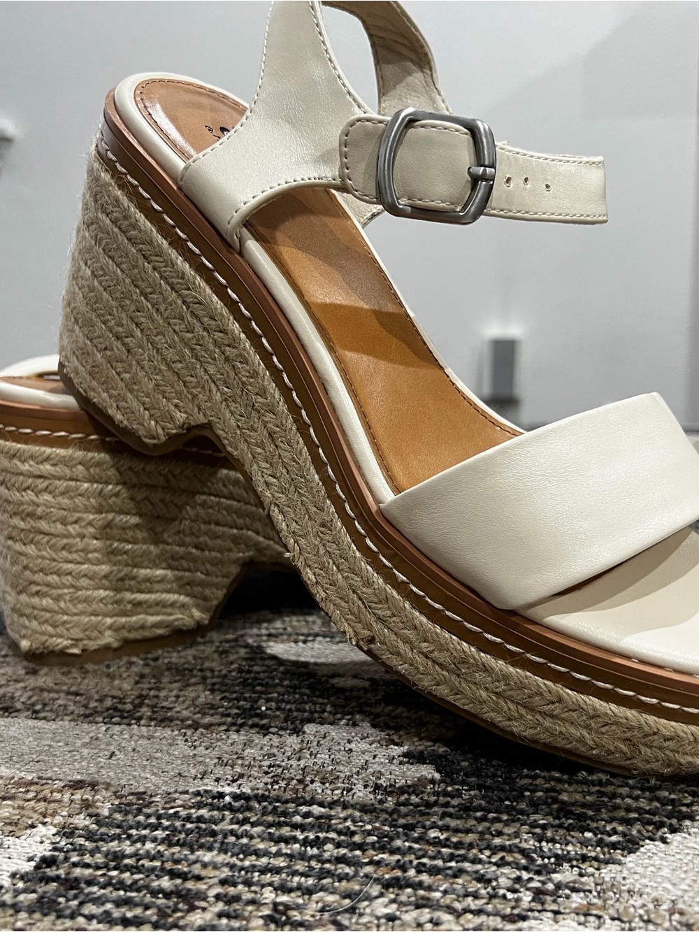 a.n.a Cream Espadrille Platform Sandals with Buckle Strap
